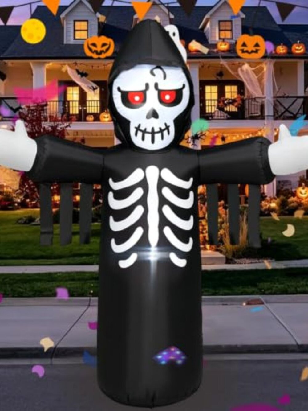 5FT Halloween Inflatable Outdoor Decoration, Blow‑up Grim Reaper with Built‑in